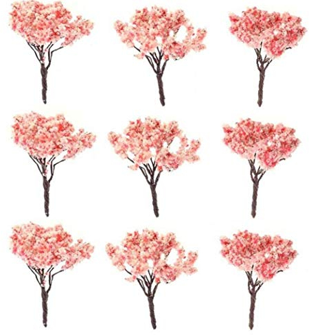 10pcs Blüte Kirschbaum Modell-Landschaft Eisenbahn-Layout-Szene Dekoration
