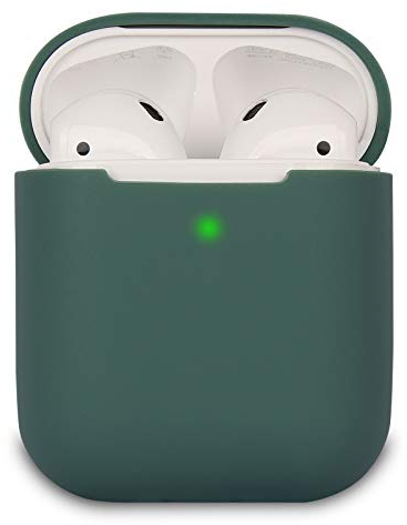 KOKOKA Schutzhülle Hülle Kompatibel mit AirPods 2, Silikon Schutzhülle Hülle für AirPods 2, LED an der Frontseite Sichtbar, Deep Green