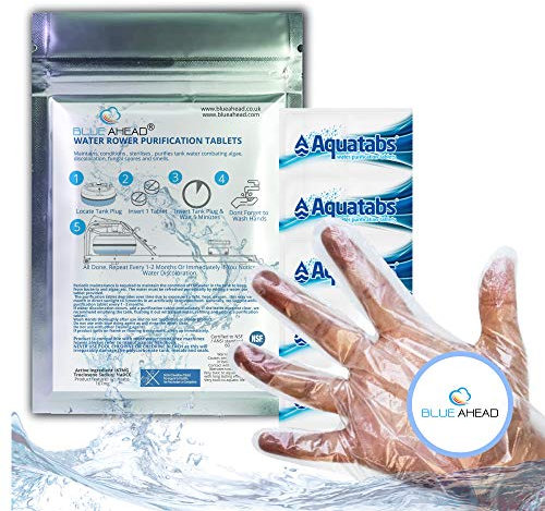 BLUE AHEAD® Chlorine Puritabs Steriliser Tablets For Waterrower Water Rower Rowing Machine Purification Against Algae Tank Maintains Purifies 1 Year Supply