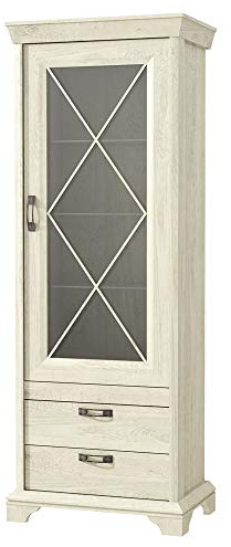 Selsey Kashmir Vitrinenschrank in Weiß, 210,3 x 78,3 x 48,2 cm