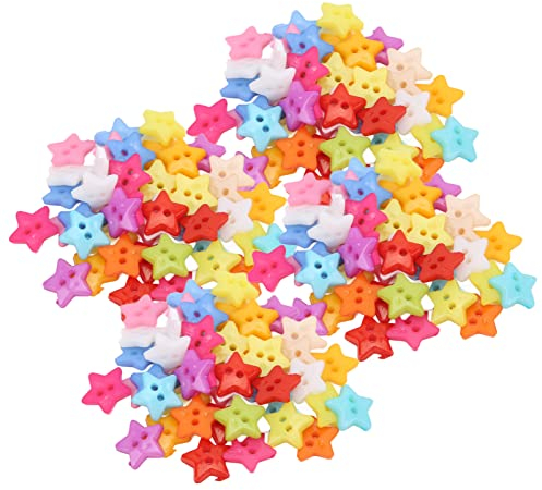 200 Stück Sterne Knöpfe, Harzknöpfe mit 2 Löchern Flatback Nähen Handwerk Dekoration Knöpfe für Kleidung Nähen Scrapbooking Kunst DIY Projekte(12MM)