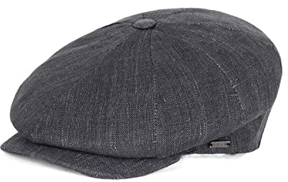HAT YOU Herren Schiebermütze, Flatcap, Schirmmütze, Barrett, Sommer Leinencap, Farbe:Dark Grey, Hut Size:59-60 cm