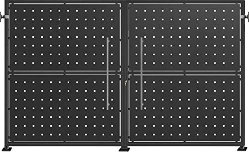 Puerta de valla exterior modelo CANDARA, puerta cancela para el jardín entrada abatible dos hojas de metal (3000 x 1800 mm., Negro forja) (3000X1800 mm., Negro forja)