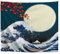 A.Monamour Wandteppich Große Welle Und Vollmond Im Japanischen Stil Stoff Tuch Tapisserie Wandbehang Wanddeko Wandkunst Wandbilder Wandtuch für Wohnzimmer Schlafzimmer 153x229cm