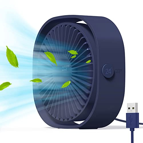 Simpeak Ventilatore USB Scrivania, Mini Ventilatore Tavolo con Raffreddamento Silenzioso Portatile, 3 Velocità Regolabile 360° Rotazione per Casa Ufficio Viaggi, Blu Scuro