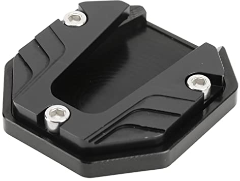 Motorcycle Side Bracket Pad, General Aluminium Alloy Anodic Oxidation Paint Motorcycle Side Stand Plate Pad, 5.4x5.7cm Motorcycle Kickstand Extender with Hexagon Wrench(Black)