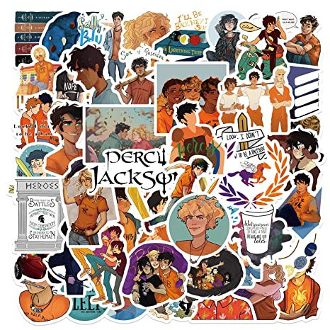 Percy Jackson Aufkleber-Set, Motiv: Anime, Cartoon, wasserdicht, Vinyl-Aufkleber für Wasserflasche, Auto, Stoßstange, Gepäck, niedliche Graffiti-Aufkleber für Teenager, Mädchen, Jungen, Erwachsene, 50