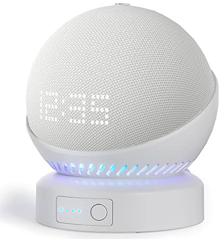 Liboer Base de batterie pour Echo Dot 5e génération Make Echo Dot 5 portable Echo Dot 5e et Home Mini support, haut-parleur non inclus (blanc)
