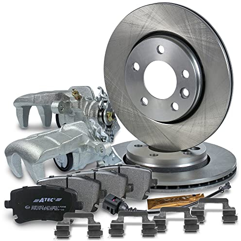ATEC Germany Bremsenset Hinterachse inkl. Bremsscheiben Ø mm Belüftet + Bremsbeläge Hinten & Bremssattel Hinten Kompatibel mit VW MULTIVAN T5, MULTIVAN T6 TRANSPORTER T5,TRANSPORTER T6 CARAVELLE T6