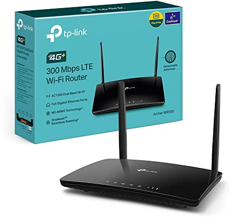 (Ricondizionato) TP-Link Archer MR500 Router 4G+ Cat6 300Mbps, Wi-Fi AC1200 Dual Band, Router 4g con Sim, Porta LAN/WAN Gigabit, MU-MIMO, Senza Configurazione, Tecnologia TP-Link OneMesh