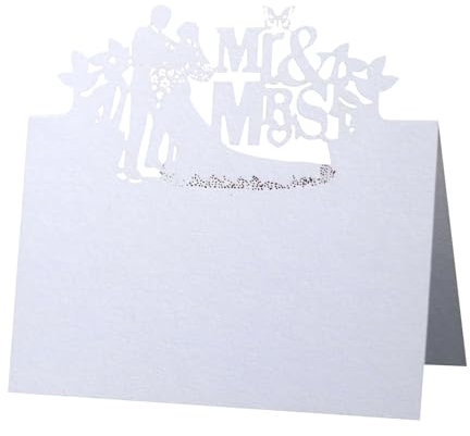 Greyoe Segnaposto per Matrimonio - 50 Segnaposto Bianchi per Compleanno e Comunione - Pratici ed Eleganti per Identificare gli Invitati e Abbellire le per Feste Matrimoni, Banchetti