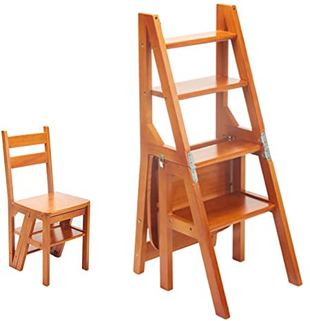 Silla De Escalera Plegable De Madera Convertible De 4 Niveles Escalera Plegable Soporte De Exhibición para Taburete De Casa Y Estante De Almacenamiento (Color : E, S : 90 * 35 * 45CM)