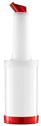 Forgast Distributeur de Serveur | Capacité 1 Litre | Bouteille en Plastique | Rouge | Bouteille doseuse | Professionnel pour Sauce, vinaigre, Huile d'olive, Ketchup, Mayonnaise, Moutarde, BBQ