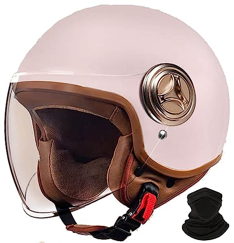 Retro-Motorradhelm, Rollerhelm mit Visier, offener halber Jethelm, Mopedhelm für Erwachsene Männer und Frauen, DOT/ECE-geprüft D,S 54-55cm