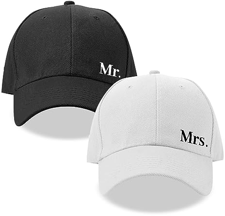 GroomBrideGifts Hochzeitsgeschenke für Paare, Hubby & Wifey Baseballmütze, Brautparty, einzigartiges Geschenk für Verlobung, B Mr & Mrs, 7/8/2021