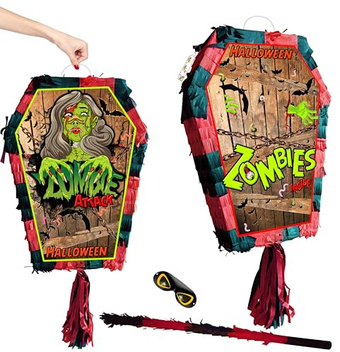 Zombie Sarg Pinata mit Stock