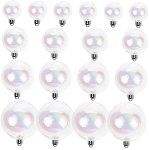 Holibanna Lot de 18 boules de Noël décoratives à remplir en plastique - Ornements irisés - Petites boules de Noël transparentes et irisées - Pour bricolage - En plastique en vrac