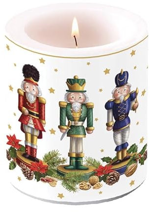 Ambiente Kerze Stumpenkerze Weihnachtskerze 10 cm hoch 45h Brenndauer Advent Weihnachten Nussknacker candle bearded nutcracker