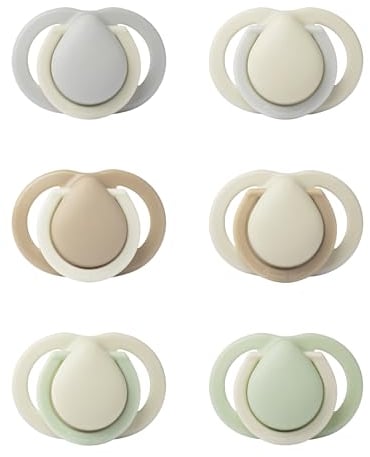 Tommee Tippee Newborn Dummies, 0-2 months, Muted Colours, Matte Texture, Reusable Steriliser Pod, Pack of 6 dummies