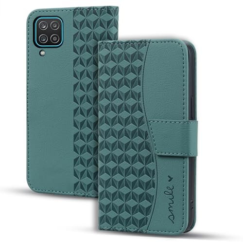 Vaitasy Coque pour Samsung Galaxy A12 Étui Haute Qualité Cuir PU Magnétique Protection Housse avec Fente pour Carte pour Galaxy A12 - Vert