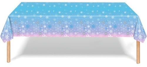 Schneeflocken-tischdecke Für Weihnachtsfeier, 130 X 220 cm, Weihnachten, Gefrorener Winter, Schneeflocken-tischdecke, Einweg-Kunststoff-tischdecke Für Winterurlaub, Weihnachten, Gefrorene
