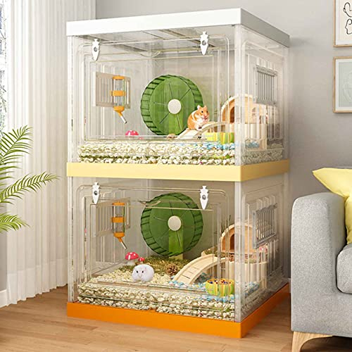 Cage à Hamster Grand Verre, Maisons Chinchilla, Matériau PP hautement Transparent, pour écureuil/lézard/Tortue/Poulet Rutin/Ensemble de 6 pièces D-Double Couche