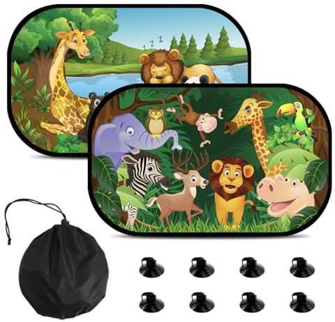 FINEVERNEK Pare-Soleil Voiture Bébé, 2 Pièces Pare-Soleil Auto avec Ventouse pour Enfants et Animaux,Auto Adhésifs,Pare-Soleil Vitres pour Fenêtre Latérale de Voiture Protection UV,50X30cm