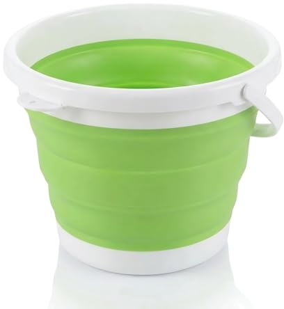 König Design Faltbarer Eimer Rund - Platzsparend & Robust - BPA-frei, Ergonomischer Griff - Haushalt, Outdoor (Grün, 5 Liter)