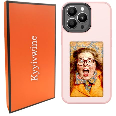 Kyyivwine Smart-Tintenbildschirm-Handyhülle, DIY-Display-Bild,Personalisierte Hülle für iPhone 15 Pro Max,Handyhülle Selber Gestalten,iPhone Display Handyhülle,TPU -Material Handyhülle NFC,Rosa