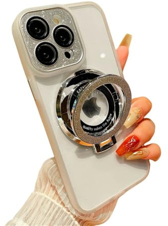 ORBANA Funda para iPhone 12 Pro con Purpurina y Protector de cámara de Cristal, Color Blanco, para iPhone 12 Pro