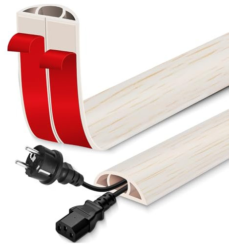 Canaleta pasacables Suelo Flexible Cable Protector Suelo de PVC canaleta Cables Pared Adhesivo para la gestión doméstica (Madera Arce, 40mm×3m)