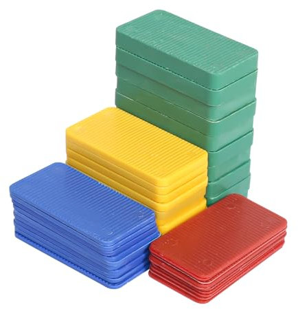 40 Stück Kunststoff Verglasungsklötze Set 75 x 40 x 1.5-10 mm Abstandshalter Kunststoff Unterlegplatten Kunststoffs Distanzklötze Abstandhalter Fenster Glaserklötze für Verlegen von Fliesen