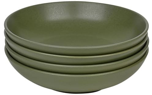 Queensway Home & Dining Stone Ceramic Dinnerware of 4/8/12 Pcs Crockery Bowls for Dining Set - Dishwasher Safe, Dessert, Pasta Bowls - 4 Solid Colour Elegant Tableware Set