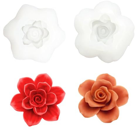 YRIHJIXQ 2Stück Silikonformen Blume Rose Kerzenformen zum Gießen Silikonform Kerzen