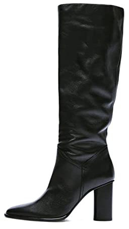 Stivali da Donna Stivali in Vera Pelle Stivali con Tacco Alto Tondo Stivali Alti al Ginocchio Autunno Inverno Scarpe da Club per Feste da Donna