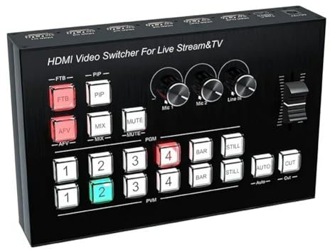 Nsssunnre Mezclador de Video Compatible con para 4K 4HD, Conmutador Continuo para Captura de Transmisión en de TV con Múltiples Cámaras LiveProduction (UE)