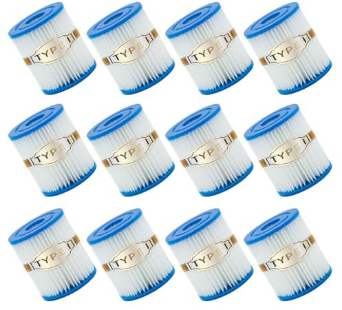 LSESEN Filtro per piscina tipo I, cartucce filtranti per taglia 1, cartuccia filtro per piscine Cartuccia filtrante per pompa da 330 galloni, facile installazione (12, bianco)