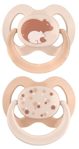 babynova Silikon Schnuller 2er-Set mit Sterilisationsbox - Schnuller Größe 1, 0-6 Monate - kiefergerechter Nuckel – BPA-frei – Made in Germany - Bären