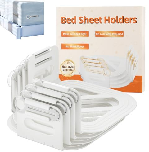 Supports De Draps, Porte-draps De Lit avec 2 Bandes De Verrouillage, Attaches De Feuille De Lit Lourdes, Gardez Les Feuilles Serrées, pour Tous Les Matelas, Couvertures, Literie (Blanc, 4pcs)