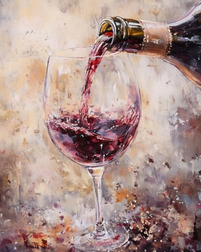 WANMIU Malen nach Zahlen Erwachsene Rotwein und Weinglas Paint by Numbers Adult DIY Handgemalt Ölgemälde Mit 3 - Pinseln und Acrylfarbe knitterfreie leinwand Kit - 40 X 50 CM