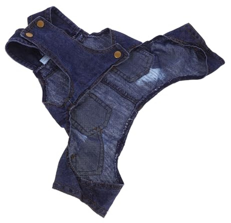 ERINGOGO Jeans Gilet in Denim Per Cani Di Piccola Taglia Pantaloni Alla Moda, Chiusura a Bottone, Abbigliamento Per Animali Domestici Per Attività All'aperto e Occasioni Speciali