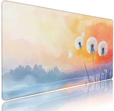 Grand Tapis de Souris XXL Jaune Tapis Bureau avec Base Anti-Dérapage, Design Durable et Imperméable, sous Main à Bords Cousus Clavier Mouse Pad Pissenlit 1200x600x3mm pour Gamer PC Portable d-617