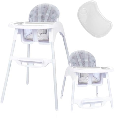 Seggiolone Pappa multifunzione con imbottitura per bambini fino a 3 anni, si trasforma in sedia, coprivassoio, vassoio e poggiapiedi regolabili, facile da pulire e da spostare (cuccioli + imbottitura)