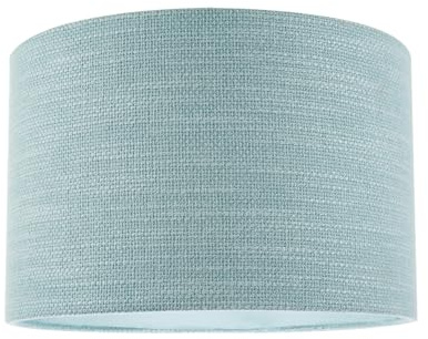 Contemporary Bobbled and Textured Linen Fabric Lamp Shade in Light Duck Egg Blue | 30cm x 20cm | for Ceiling Pendant or Lamp Base by Happy Homewares