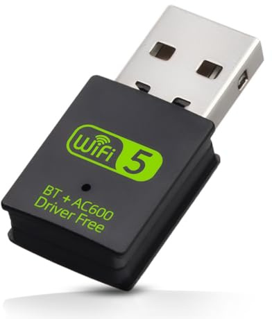 AC600 USB WiFi Dongle, 5GHz/2.4GHz Wireless Dual Band Adapter for PC Desktop Laptop, 600Mbps High-Speed WIFI Receiver, Bluetooth 4.2 Internet Dongle, Supports WindowsXP/7/8/8.1/10/11, Mac