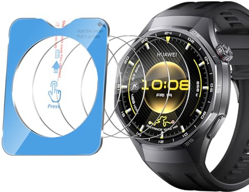 Funrae Pellicola Vetro Temperato per Huawei Watch GT 6 GT6 Pro 46mm con Kit di Installazione, [4 Pezzi] Ultra Trasparente Durezza 9H Protezione Schermo Senza Bolle Pellicola Protettiva