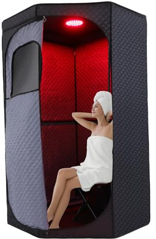 Dampfsauna Mobile Sauna, Saunazelt + 1350W Dampfgerät + Stuhl + Fernbedienung + Matte, Tragbar Dampfsauna mit 9 Temperaturstufen und Timer, 90 x 90 x 180 cm