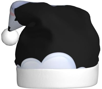 WHJDPP Niedliche Weihnachtsmütze mit weißen Wolken und Marshmallow-Bild, für Erwachsene, geeignet für Halloween, Weihnachten und Neujahr