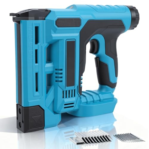 WODHMIEY 18GA Pistola de clavos inalámbrica con batería, clavador de 2 en 1, compatible con Makita 21V, profundidad ajustable, luz LED, incluye 1000 clavos + 1000 grapas, para trabajos de bricolaje en