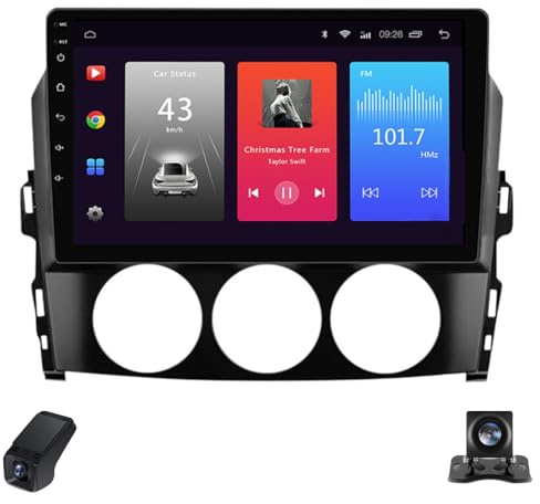 Estéreo Android para Mazda MX-5 III 3 NC 2008-2015 Radio de 4 núcleos Pantalla táctil IPS de 9 Pulgadas CarPlay Android Auto WiFi GPS SWC Bluetooth Radio FM cámara de visión Trasera (1 Unidad)